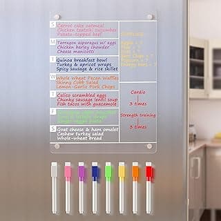 Neatsure Acrylic Magnetic Meal Planner Menu Board for Kitchen Fridge w/ 8 Markers, Clear Refrigerator Weekly Dry Erase Calendar Planning Noteboard to Do/Grocery/Shopping List/Chore Chart/, 12"x9"