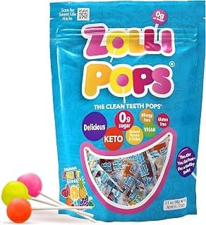 Zollipops Clean Teeth Lollipops - AntiCavity Sugar Free Candy for a Healthy Smile Great for Kids, Diabetics and Keto Diet. Natural Fruit Variety, 3.1 Ounce