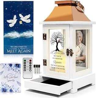 Memorial Lantern with Photo Frame & Keepsake Drawer | Sympathy Gifts for Loss of Loved One, Mom, Dad, Husband, Father | Bereavement Memorial Gifts | LED Candle with Timer | Grief Gifts by STILLWIND