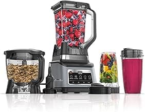 5 functions for smoothies, chopping & dough with Auto-iQ. 72-oz blender pitcher, 64-oz processor, (2) 24-oz cups.