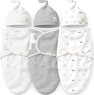 3pk Organic Swaddles for Newborns Girls, Boys & Hats (Nordic, 0-3M) | Soft Cotton Baby Sleep Sacks 0-3 Months, Breathable Baby Hats and Swaddles 0-3 Months, Newborn Essentials Must Haves