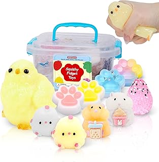 _SKIP_10 Pack Taba Squishy Toys kit with Toy Box & Cute Stickers, Kawaii taba Squishies Stress Relief Toys Party Favors for Kids 4-8 8-12, Squishy Fidget Toys for Kids, Birthday Gifts Toys for Girls 8-10