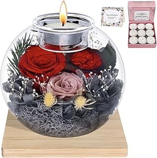 Birthday Gifts for Women, Preserved Real Rose with Scented Candles - Forever Flowers Preserved Rose for Mothers Day, Anniversary, Flowers for Delivery Prime for Wife Girlfriend Mom