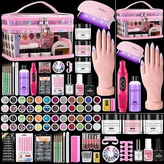 Complete Acrylic Nail Starter Kit with Drill, UV Lamp, Acrylic Powder, Liquid Monomer& 24Color Glitter for Home Salon Gifting