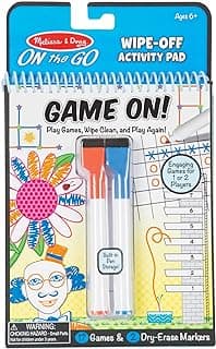 Melissa & Doug Write-On Reusable Games Activity Book - Travel Games and Kids Games With Dry Erase Markers for Kids, Road Trip Activities for Kids, Ages 6+ - FSC Certified