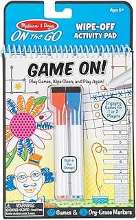 Melissa & Doug Write-On Reusable Games Activity Book - Travel Games and Kids Games With Dry Erase Markers for Kids, Road Trip Activities for Kids, Ages 6+ - FSC Certified