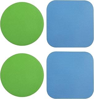 LUTER 4pcs Jar Opener Gripper Pad for Seniors with Weak Hands, Rubber | Multi-function Silicone Bottle Opener Lid Cap Rubber Gripper Pads Kitchen Coasters Gadgets, Light Blue, Green