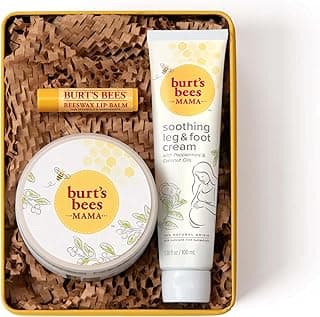 Burt's Bees Mama Gift Set, Includes Lip Balm, Leg and Foot Cream, and Belly Butter, Natural Origin Skin Care, 0.15 oz./3.38 oz./6.5 oz.