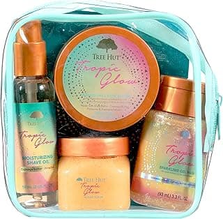 Tree Hut Tropic Glow Everything Shower Gift Set for Women, Exfoliating Body Scrub, Body Wash, Shave Oil & Body Butter, Self Care Gift Set, Hydrating & Moisturizing with Shea Butter, Travel Size