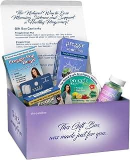 Three Lollies Preggie Morning Sickness Gift Box, Pregnancy Essentials Set | 5-piece set with 12 Preggie Drops, 21 Drops Plus with B6, 2 wristbands, 10 hydration packets and 30 ginger capsules