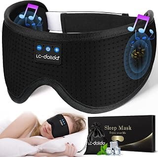 Sleep Headphones Sleep Mask with Bluetooth Headphones, LC-dolida Eye Mask for Sleeping Eye Pillow Sleeping Headphones for Side Sleepers Thin Speaker Cool Gadgets Gifts for Men&Women