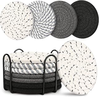 Coasters for Drinks, Coasters Set of 4 - Color, 8 Pack Coaster Set, Absorbent Coaster with Holder, Coffee Table Decor, Living Room Decor for House Warming Gifts