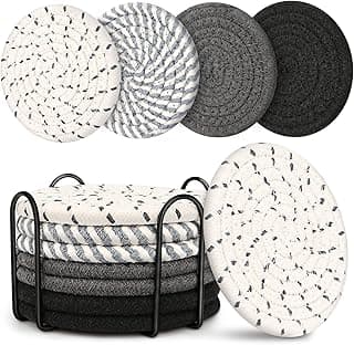 Coasters for Drinks, Coasters Set of 4 - Color, 8 Pack Coaster Set, Absorbent Coaster with Holder, Coffee Table Decor, Living Room Decor for House Warming Gifts