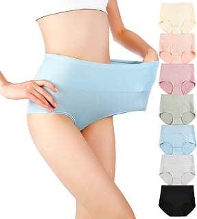 Baby Shower Gift Idea: Cotton Panties High Waisted C Section Recovery Postpartum Soft Full Coverage Underwear for Women(7 Pack)
