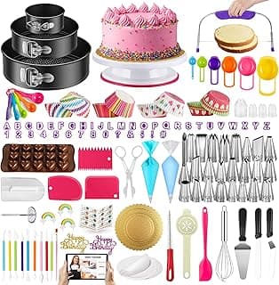 Kootek 700 Cake Decorating Kit Baking Supplies Tools for Beginners & Pros | Complete Kit, Fondant Tools, Cake Stand Turntable for Decorating, Piping Bags and Tips Set, Cake Leveler, Pattern Chart