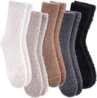 Womens Fuzzy Slipper Socks Super Soft Microfiber Fluffy Cozy Winter Warm Fuzzy Crew Socks