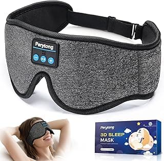 Perytong Sleep Mask with Bluetooth 5.4 Headphones, Wireless Music Sleep Eye Mask for Side Sleepers, 3D Contoured Comfort & Built-in HD Stereo Earphones, Blackout for Travel(Flax Gray)