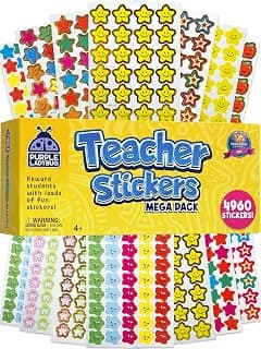 Classroom Supplies for Teachers, Star and Smiley Designs, 18 Wrapped Sleeves, Reward Charts, Back to School Gift