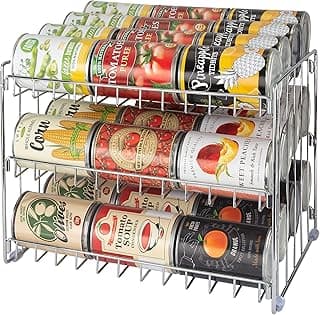 Kitchen Details 3 Tier Can Organizer | Chrome Steel Canned Food Storage Rack | Holds 36 Cans | Space-Saving Pantry & Cabinet Storage Solution | Easy Access to Canned Goods | Freestanding Design