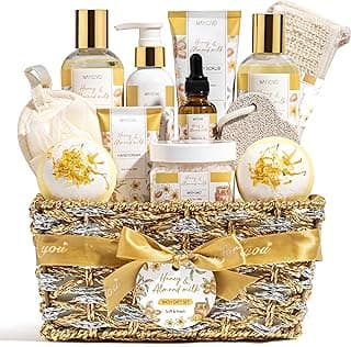 Honey & Almond Milk Bath and Body Kit Care Package, Anniversary Bosses Day Gifts for Women Mom Her Wife Girlfriend Friend Sis