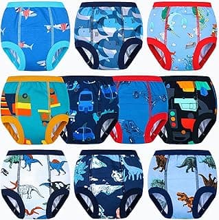 BIG ELEPHANT 10-Packs Training Underwear Absorbent Toddler Potty Trained Pants for Boys and Girls, 12 Months - 9 Years