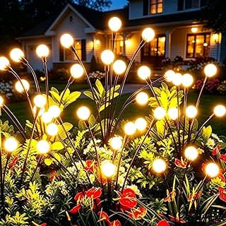 vignuto Solar Lights Outdoor Waterproof 4 Pack of 32 LEDs Garden Patio Firefly Decoration Unique Gifts Women Grandparents