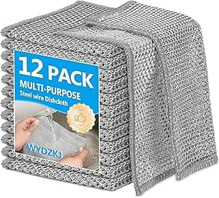 Dual-Layer Multipurpose Wire Dishwashing Rags, Metal Mesh Wire Cleaning Cloth, Reusable Scrubbing for Kitchen/Stove/Oven/Bath