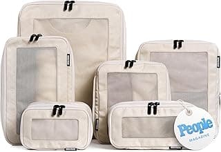 Compression Packing Cubes for Travel, 6-Pack, Beige