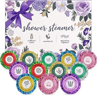 12pcs Aromatherapy Shower Steamers - Relaxation Birthday Christmas Set for Women and Men, Shower Bombs Tablets for Stress Relief and Self Care, Luxury Home Spa