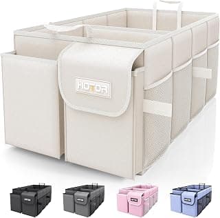 Sturdy Car Organization for Men & Women, Car Accessories, Tools, Sundries, Beige, 2 Compartments, 21.3" x 12.6" x 10.6"
