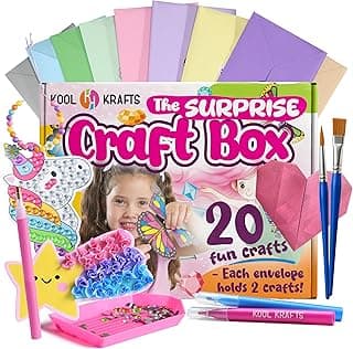 20 Arts & Crafts Kit for Girls – The Surprise Craft Box, All-Inclusive DIY Craft Set with 20 Fun Projects, Individually Packaged, Easy Step-by-Step Instructions, Creative Activity Gift for Kids