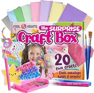 20 Arts & Crafts Kit for Girls – The Surprise Craft Box, All-Inclusive DIY Craft Set with 20 Fun Projects, Individually Packaged, Easy Step-by-Step Instructions, Creative Activity Gift for Kids