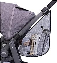 J.L. Childress Side Sling Cargo Net - Stroller Organizer Attachment for Storage, Mesh Bag for Baby Accessories, Universal Fit, Non-Slip and Adjustable Straps - Black