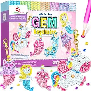 Baby Shower Gift Idea: ORIENTAL CHERRY Arts and Crafts for Kids Ages 8-12 - Make Your Own GEM Keychains - 5D Diamond Painting by Numbers Art Kits Gifts for Girls Kids Toddler Ages 3-5 4-6 6-8