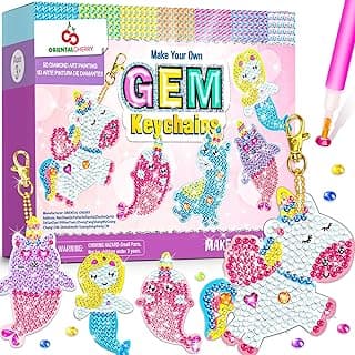 Baby Shower Gift Idea: ORIENTAL CHERRY Arts and Crafts for Kids Ages 8-12 - Make Your Own GEM Keychains - 5D Diamond Painting by Numbers Art Kits Gifts for Girls Kids Toddler Ages 3-5 4-6 6-8