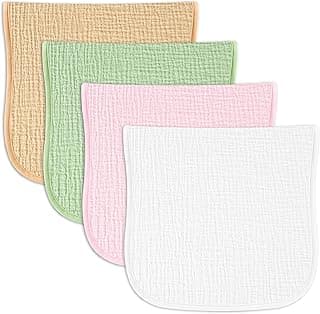 Baby Muslin Burp Cloths 20x10in - Ultra Soft & Absorbent, Neutral Colors, Reusable Burp Cloths for Baby Boys & Girls – Newborn Essentials for Drooling & Burping 4Pack(Macaron)