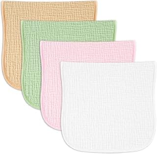 Baby Muslin Burp Cloths 20x10in - Ultra Soft & Absorbent, Neutral Colors, Reusable Burp Cloths for Baby Boys & Girls – Newborn Essentials for Drooling & Burping 4Pack(Macaron)