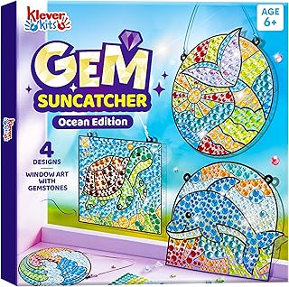 Klever Kits Diamond Art Kits for Kids, 4PCS Gem Painting Kit, Window Art Suncatchers Mosaic Kits Crafts for Girls Boy Birthday Gifts Toys Age 6+