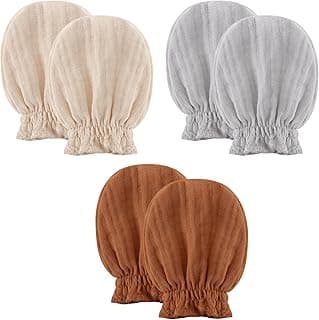 Muslin Baby Mittens for Newborn, 100% Cotton No Scratch Soft Breathable Gloves for Boys and Girls 0-6 months