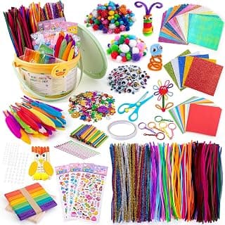 Sundaymot Kids Arts and Crafts Set 2000+ Piece DIY Craft Supplies Kit with Assorted Accessories for Boys & Girls Ages 6-12, School Classroom Projects, Gifts for Boys and Girls.