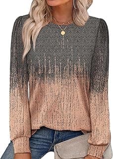 Alaroo Womens Long Sleeve Shirts 2026 Fall Tunic Tops Crewneck Blouses Print