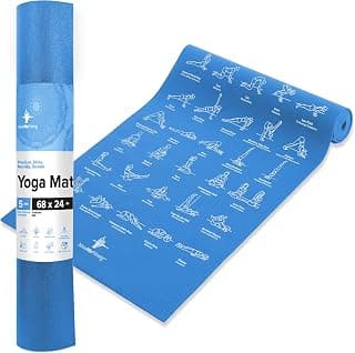 70 Printed Poses, 24 x 68 Inch, Stretching, Padded Floor Pad, Home Workout, Gym Equipment