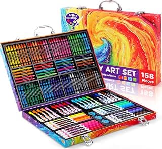 158 Pcs Art Supplies for Kids Ages 4-8, 6-8, Deluxe Art Kit Crafts Drawing Painting Set with Crayons, Colored Pencils, Markers - Christmas Gift for 4 5 6 7 8 9 10 11 12 Year old Toddlers Girls Boys