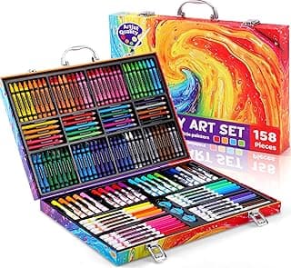 158 Pcs Art Supplies for Kids Ages 4-8, 6-8, Deluxe Art Kit Crafts Drawing Painting Set with Crayons, Colored Pencils, Markers - Christmas Gift for 4 5 6 7 8 9 10 11 12 Year old Toddlers Girls Boys