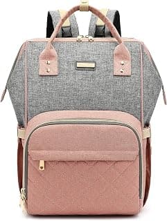 Diaper Bag Backpack, Diaper Bags for Baby Girls Boys, Baby Bags for Moms Dads, Nappy Changing Bag with Insulated Pockets,Multi-functional Waterproof Backpack with Stroller straps-Pink