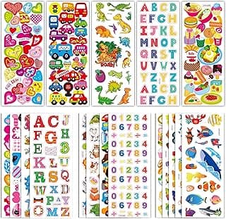 500+ Puffy Stickers,3D Stickers for Kids Toddlers - Cute Stickers Pack,Christmas Crafts Games for Kids,2-4 Year Old Boy Girl Birthday Gift - Christmas Gift for Grandkids,Stocking Stuffers for Kids