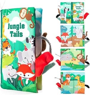 Baby Books Toys,Touch and Feel Crinkle Cloth Book for Infants – Early Learning, Stroller-Friendly! Perfect for Babies 0–18 Months (0,3,6,12,18), a Newborn Gift for Boys & Girls.