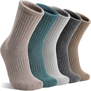 MOGGEI 5 Pairs Womens Merino Wool Socks Hiking Warm Winter Thick Thermal Crew Cozy Cabin Ladies Gift Comfy Boot Work Socks